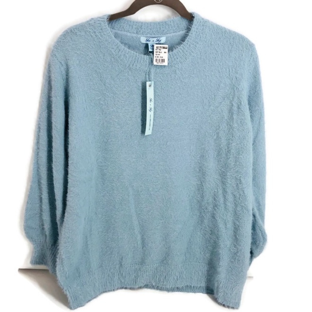 NWT Pink Soft Blue Fuzzy Sweater Small/Medium